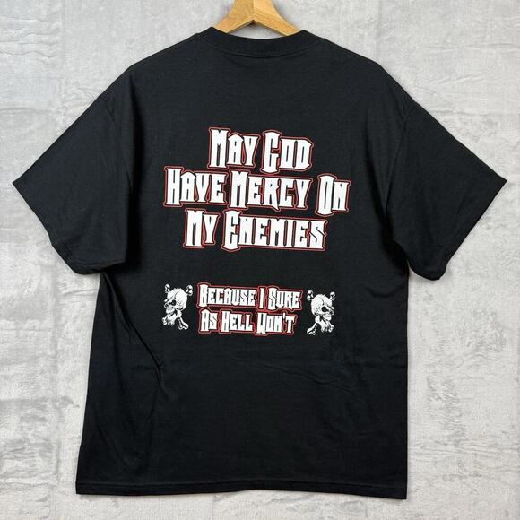 Vintage 2004 Wicked Jester Graphic T-Shirt L Black Skull Gothic Quote Tee Delta - Picture 2 of 10